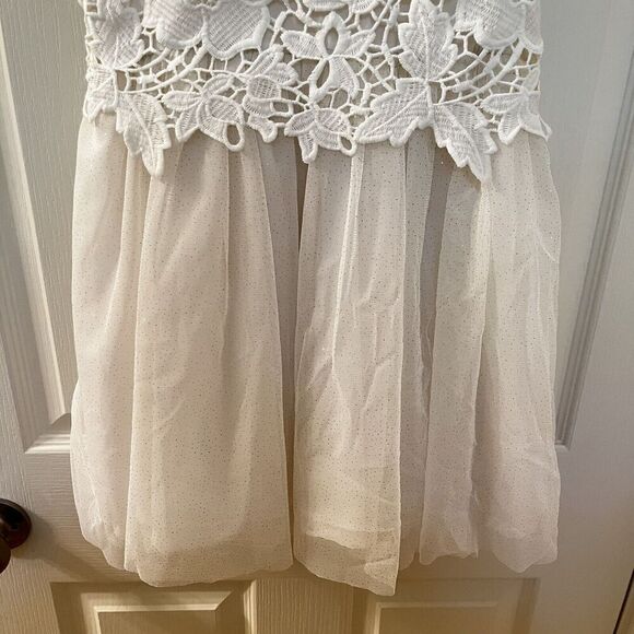 H&M Cream Floral Lace and Tulle Dress Gold Glitter Holiday Girls Size 8-9 - Picture 13 of 13